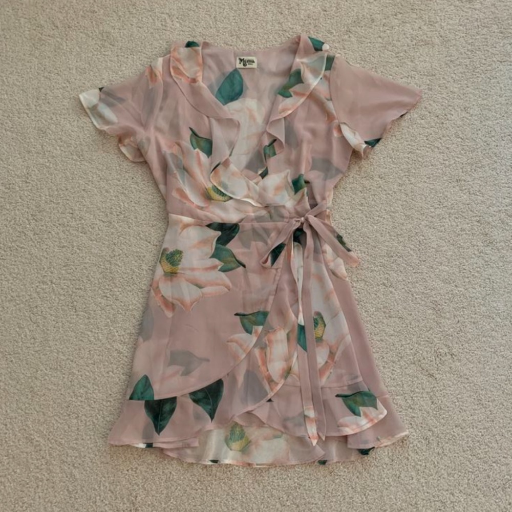 SMYM pink floral sheer dress